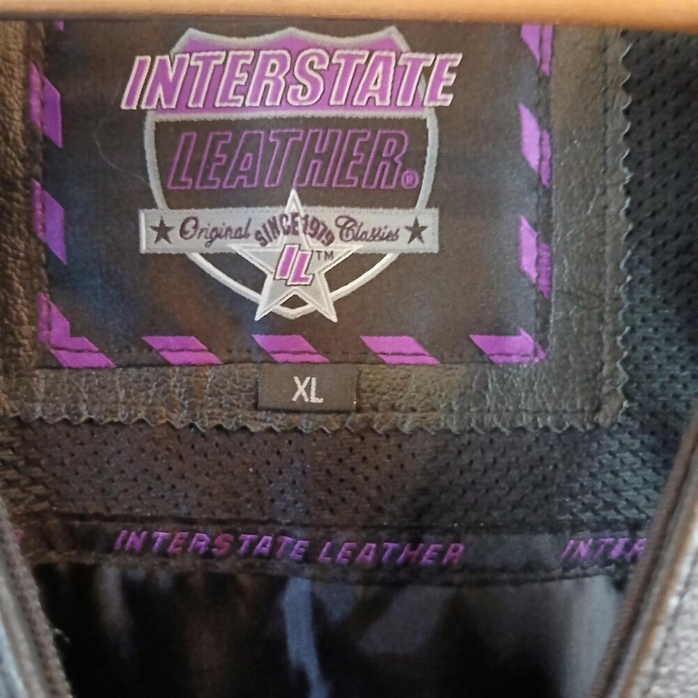 Black Interstate Leather Snap-Up Lined Biker Vest… - image 2